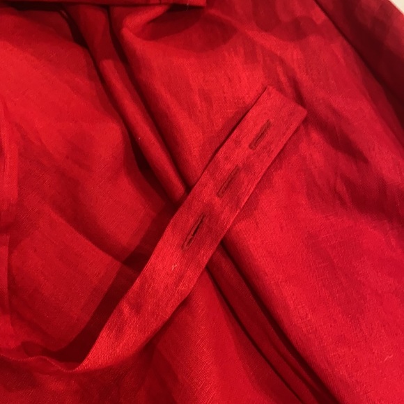 Reformation Red Linen Maggie V Neck Wrap Dress - Picture 16 of 16